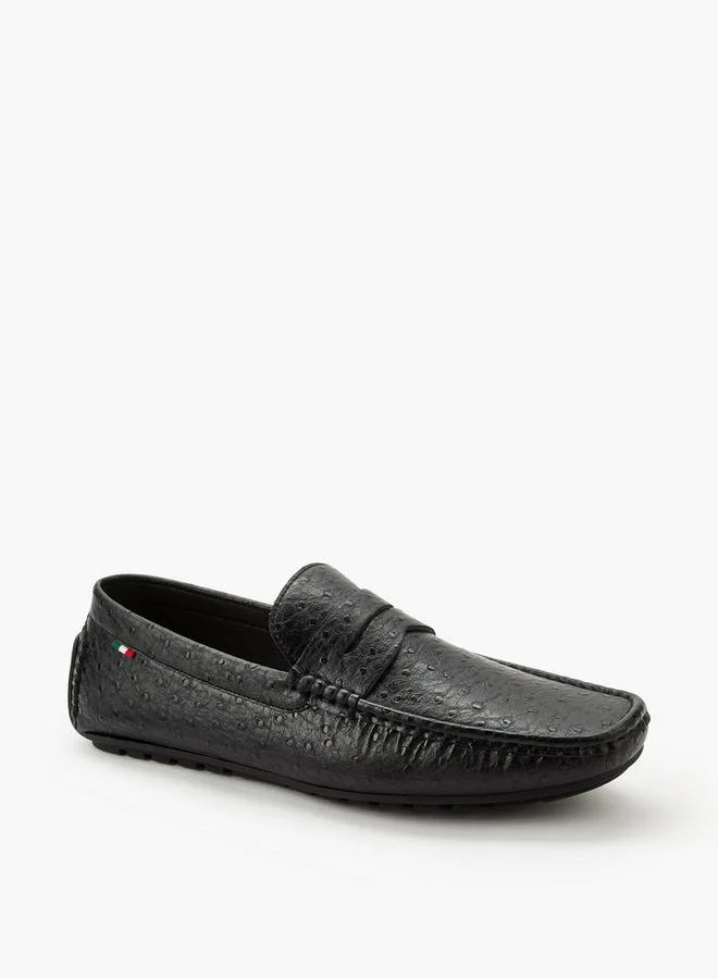 Renzo Ruganni Men Textured Slip-On Loafers